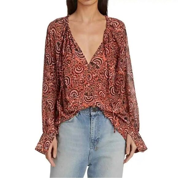 A.L.C. Bryce 100% Silk Floral Top - Picture 1 of 15